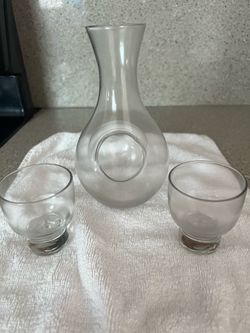 Glass Cold Sake Set with Carafe and Two Cups