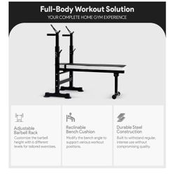BalanceFrom  Adjustable Weight Bench w Squat Rack 