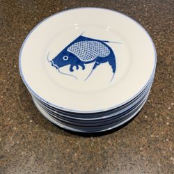 Chinese Koi Dinner Plates Set Of 8