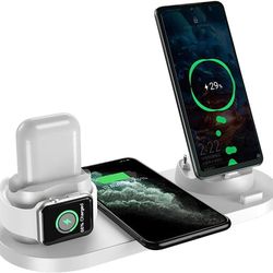 Wireless Charging Station, 6 in 1 Fast Charging Stand for Multiple Devices