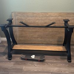 Rustic Style Dinning Room Table & 4 Chairs Farm House Table Hard Wood & Steel Included 4 Chairs