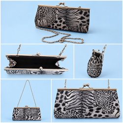 Animal Print Clutch Purse with Removable Chain