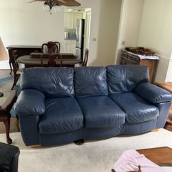 Blue Leather Couch In Really Nice Shape
