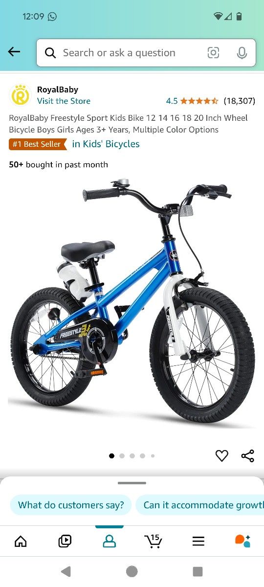 Kids Bicycle, Size 18 Inch With Kickstand