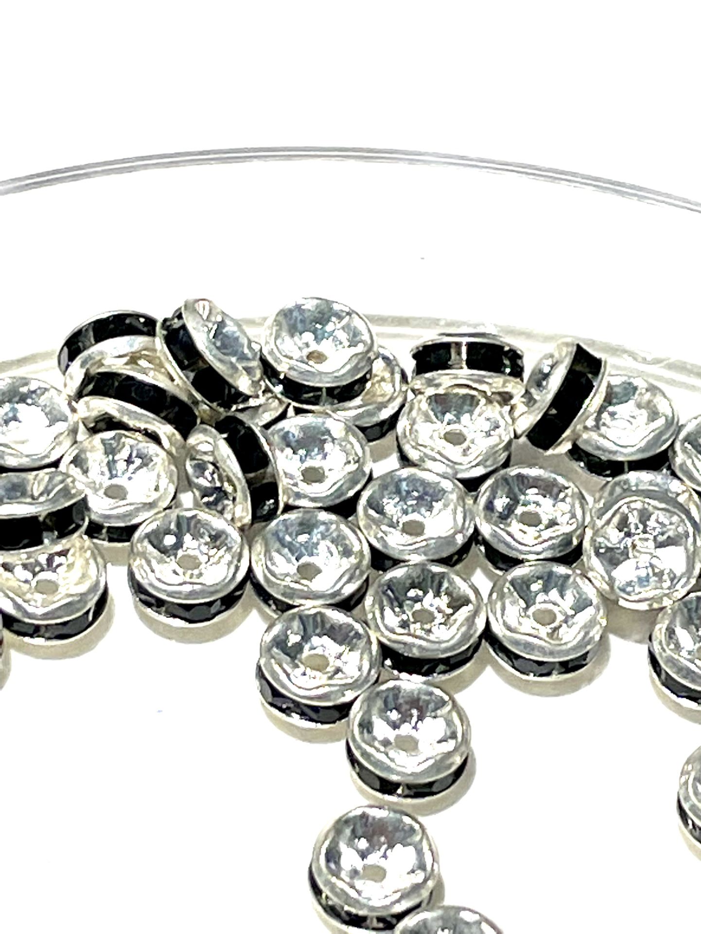 Rondelle Lot Of Black And Clear