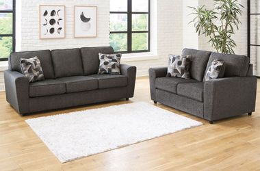 Dark Grey Sofa and Loveseat Set – Stylish Look, Cozy Feel No Credit Needed