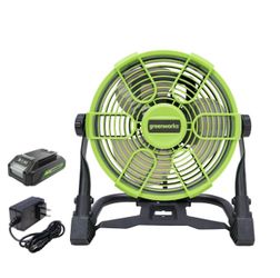 New Greenworks 24V 10" Cordless Fan, Hybrid (AC/DC)