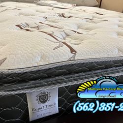 Queen White / Black Bamboo Memory Foam Pillowtop Soft Mattress 