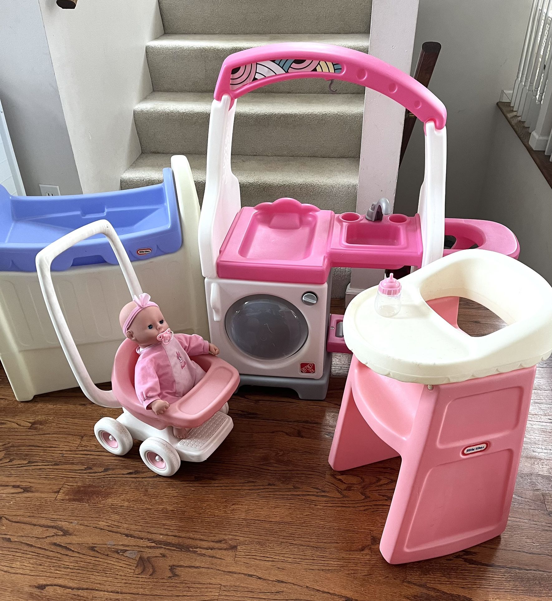 Little Tikes Step 2 Doll Play Toys. Stroller, Crib, Changing Station, High Chair & Doll ($100 For All)