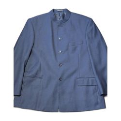 Lailibao Men's Navy Wool Blend Blazer Size 52 EU 5-Button Single-Breasted