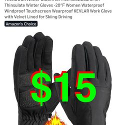 Winter Gloves for Men Snowboard: 3M Thinsulate Winter Gloves -20℉ Women Waterproof Windproof Touchscreen Wearproof KEVLAR Work Glove with V