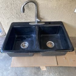 Used Cast Iron Sink and Faucet