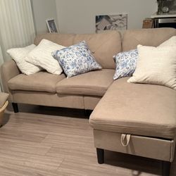 Tan Ottoman (medium Size)