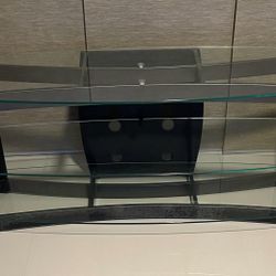 3 Glass shelves tv stand table with four pass through holes for cords … $100