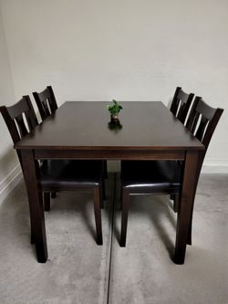 Dark Table 4 Chairs Good Condition