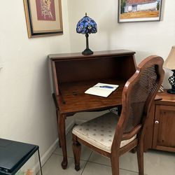 Desk with chair and lamp