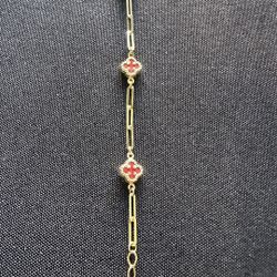 14k Clover Bracelet 8” Long 