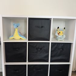 Book shelf storage organizer with pullout drawers (white)