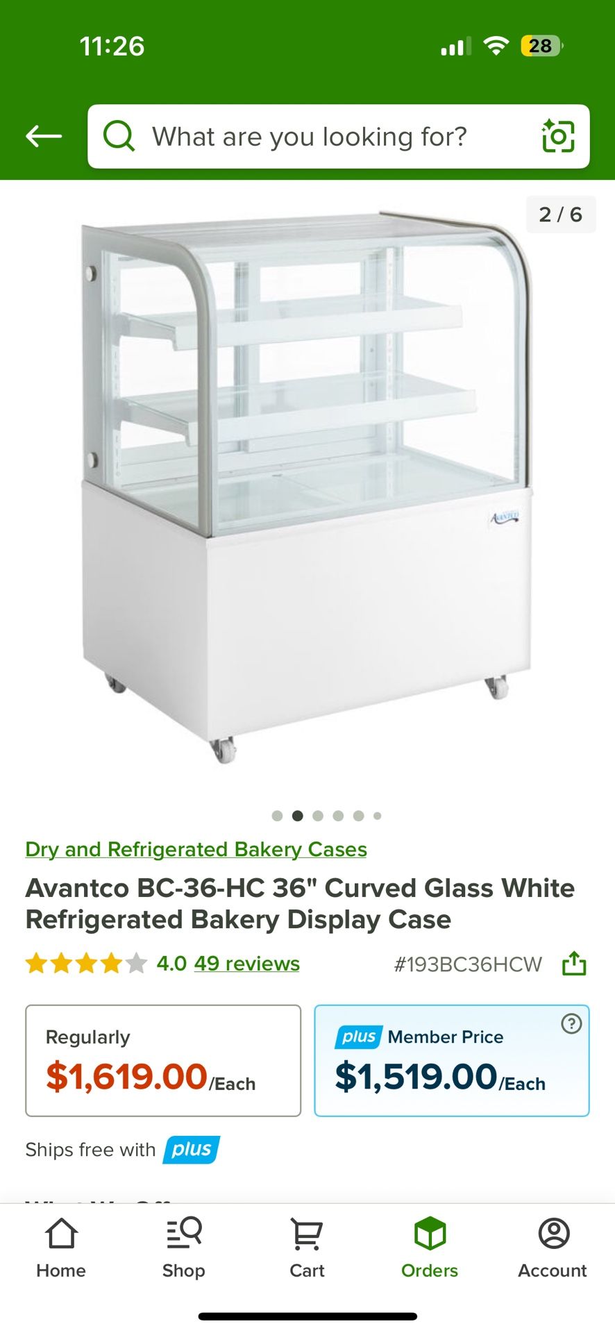 Glass Refrigerator Bakery Display Case