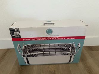 (Open Box) Martha Stewart Stainless Steel Roasting Pan w/ Rack - 17.5”