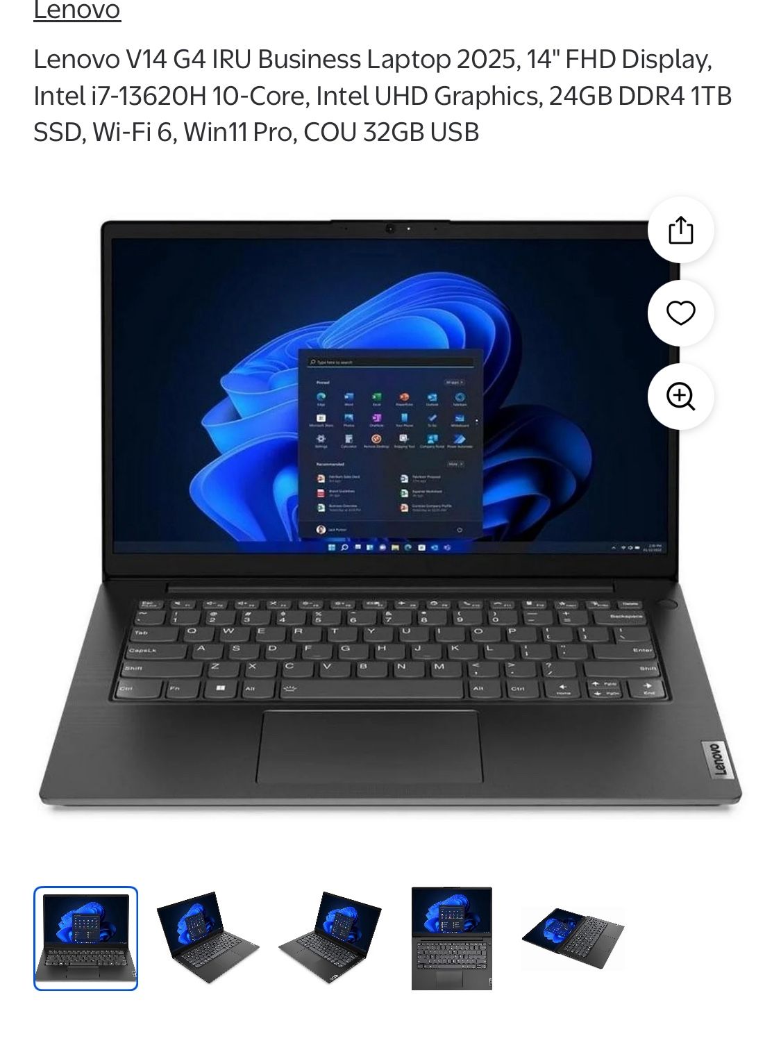 Lenovo V14 G4 IRU Business Laptop 2025, 14" FHD Display, Intel i7-13620H 10-Core, Intel UHD Graphics, 24GB DDR4 1TB SSD, Wi-Fi 6, Win11 Pro, COU 32GB