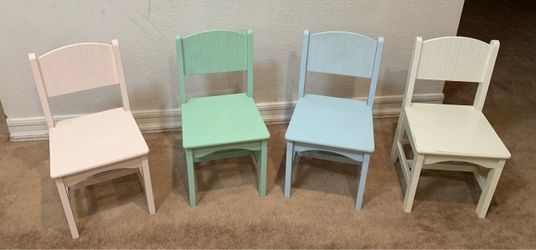 Set of 4 Pastel Wood Kids Chairs