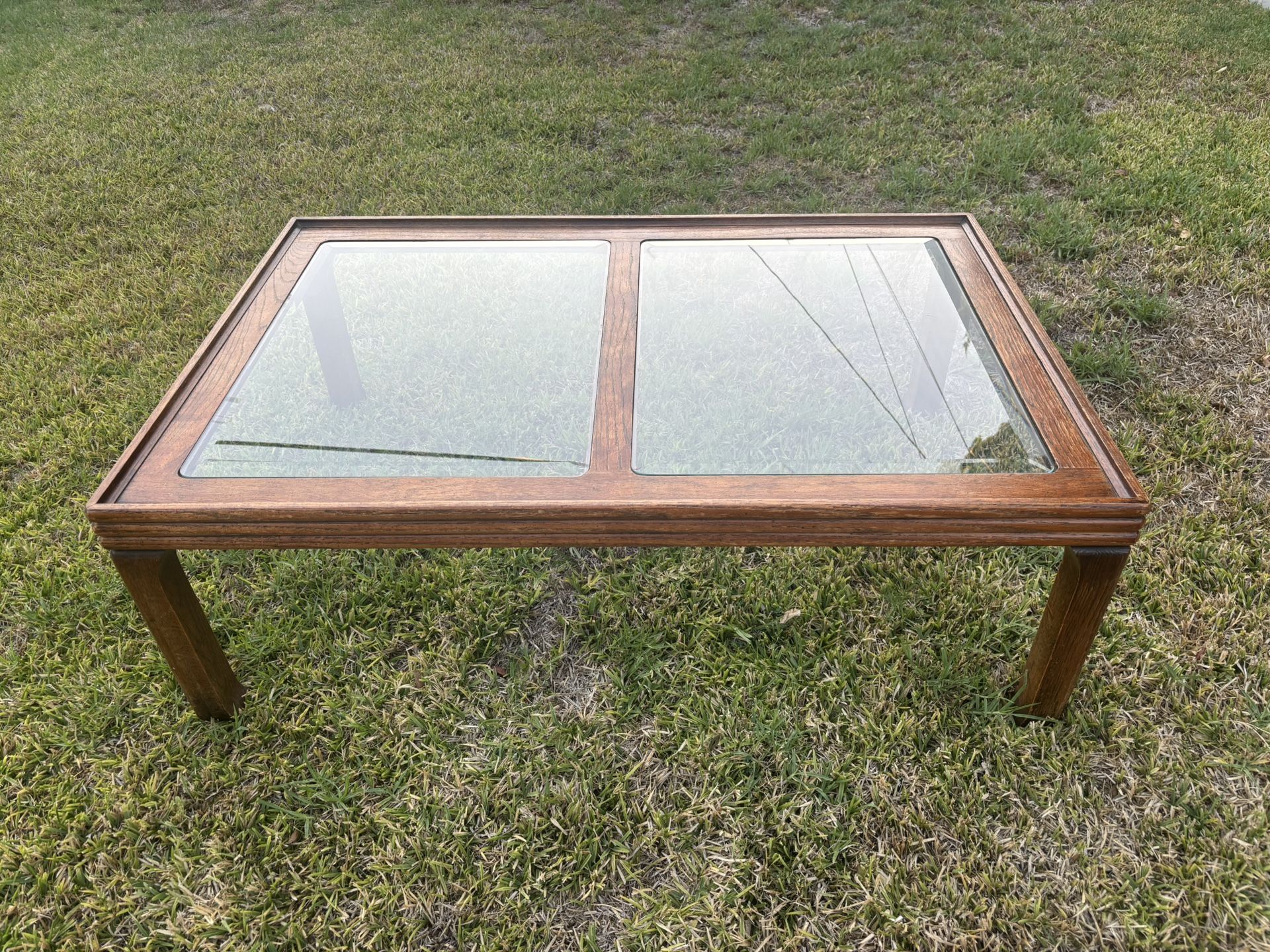 Wooden And Glass Coffee Table