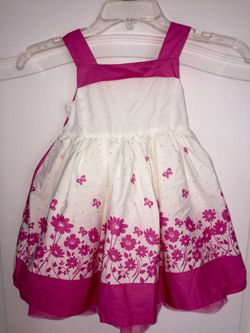 Girls pink and white butterfly dress size 24 months