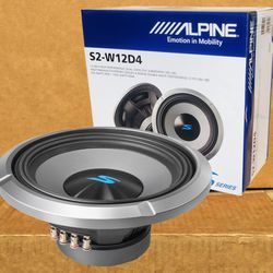 🚨 No Credit Needed 🚨 Alpine S2-W12D4 Bass Speaker 12" Dual Voice Coil Subwoofer 1800 Watts S-Series 🚨 Payment Options Available 🚨 