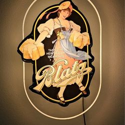 Blatz Beer Vintage Lighted Wall Sign Beer Girl