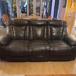 Couch Leather Or Naugahyde Couch with 1 Recliner Built In $190 O.B.O.