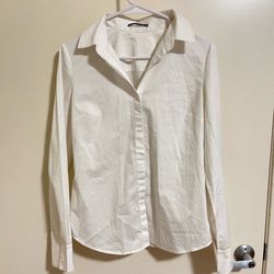 Elie Tahari Womens Button Down Shirt Long Sleeve Pointed Collar Concealed OS