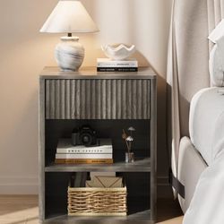 Nightstand" End Table with Drawer, Wood Side Table with StorageTable Rest for Living Room, Bedroom and Apar