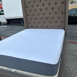 Queen bed frame with mattress