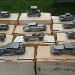 11 Danbury Mint Vintage Pewter Cars