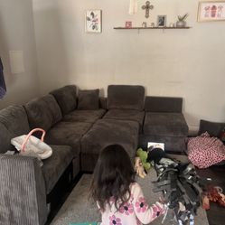 Sectional L Shape With Opened Ottoman 