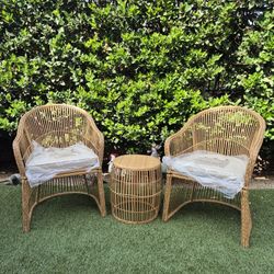 3 Pieces Wicker Woven Chat Set Of 3 Color: Natural Brown 