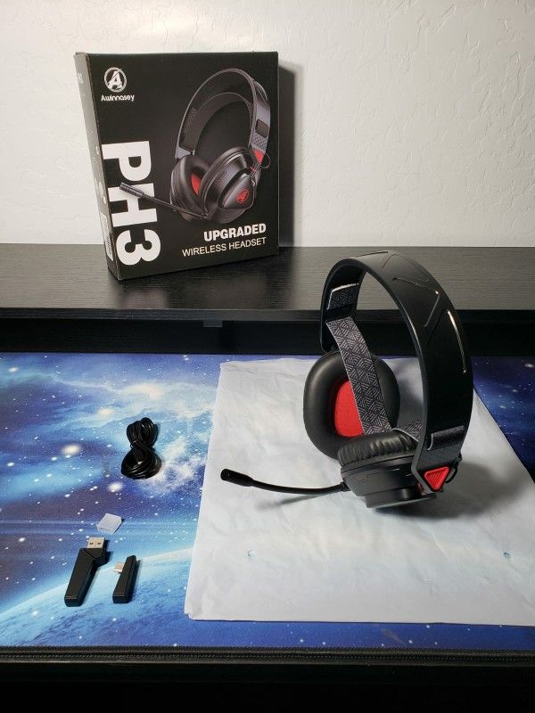 New PH3 Wireless Gaming Headset for PS5, PS4, Switch, PC, Mac, Wireless Gaming Headphones W/ Microphone, Low Latency 2.4GHz Bluetooth PS5 Headset W/ L