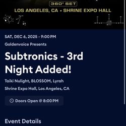 Subtronics Shrine Expo Hall Ticket  12/6/25 