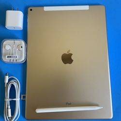  128GB Apple IPad Pro 12.9” (Retina /Touch ID / IOS 16) WiFi + cellular (Unlocked) with keyboard, case,  pen & Accesories (Apple Largest Tablet) 