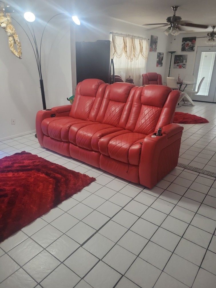 couches set red 3 pieces