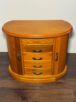 Wooden Jewelry Box with Drawers and Side Doors