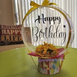 Birthday Balloon.  Led Light Up. $45.  Artificial Sunflowers Balloon  Happy Birthday 