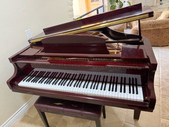 Wurlitzer Baby Grand Piano – High-Gloss Mahogany Finish
