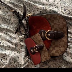 Authentic Coach Suede Purse And Matching Wallet 