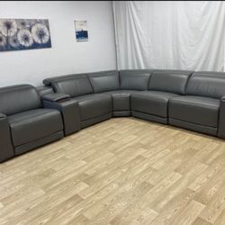 Karson Power Reclining Top Grain Leather Sectional- Delivery Available 