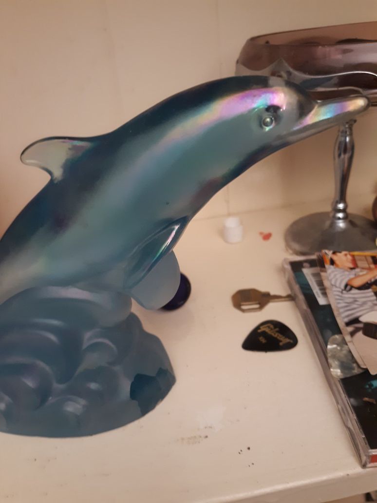 Blue dolphin Tiffany glass
