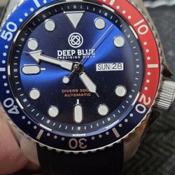 Deep Blue Military Diver 300 Automatic Men's Diver Watch Silver Ceramic Bezel