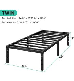 14” Twin Size Metal Platform Bed Frame