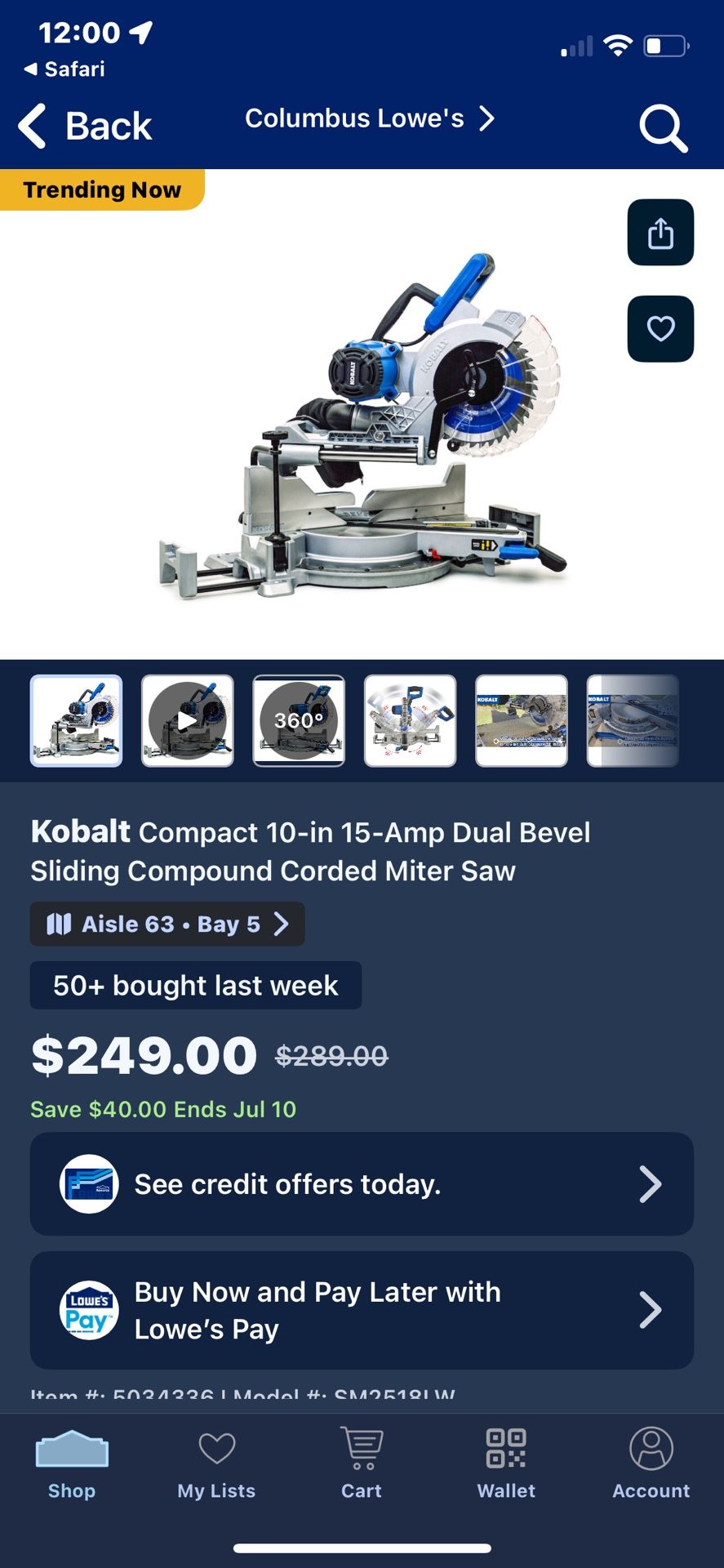 Kobalt 10 Inch Miter Saw